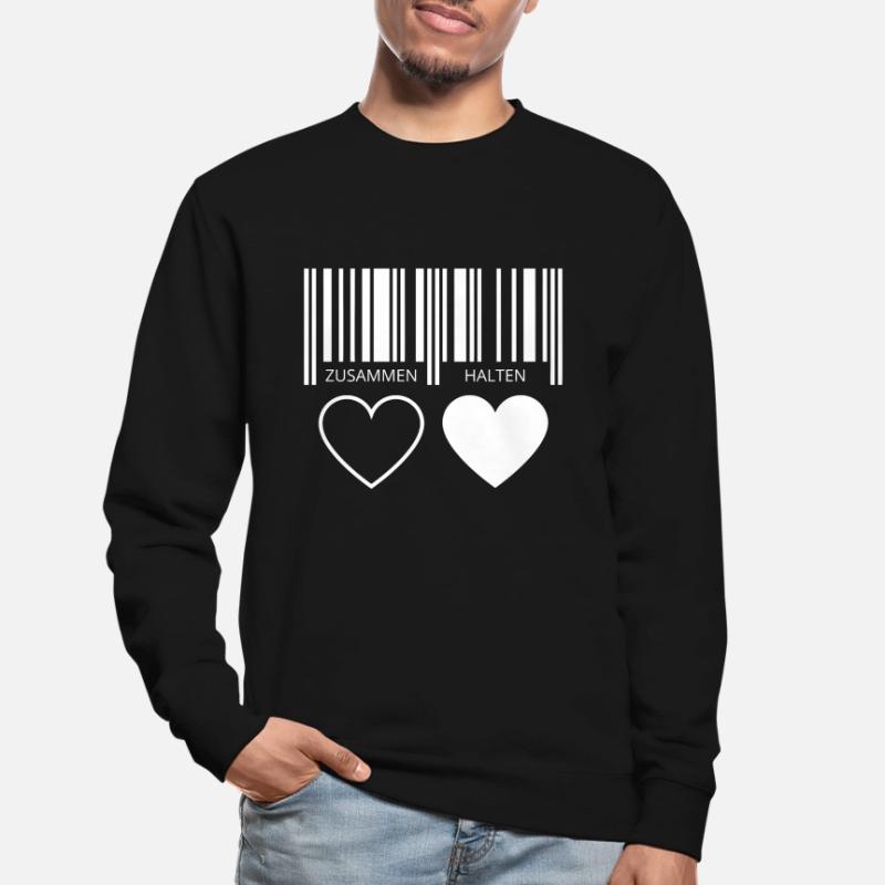 Zusammen halten Herzen Strichcode Barcode Paar C19 Unisex Pullover