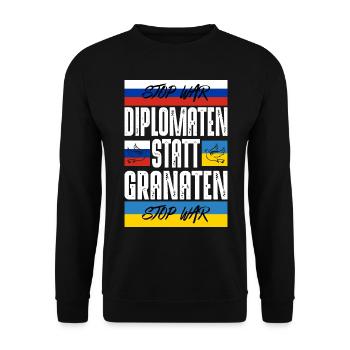 Diplomaten statt Granaten - Unisex Pullover - Schwarz - Vorne - Alina (178cm) & Michal (187cm)