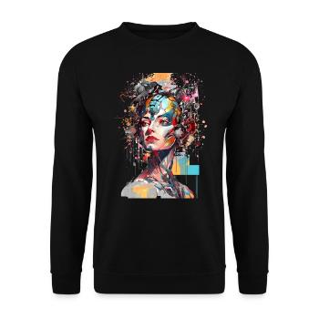 Portrait of a female AI android/cyborg - Unisex Sweatshirt - black - Front - Alina (178cm) & Michal (187cm)