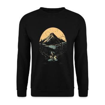 Mountain biker rides through the mountains in the sun - Unisex Sweatshirt - black - Front - Alina (178cm) & Michal (187cm)