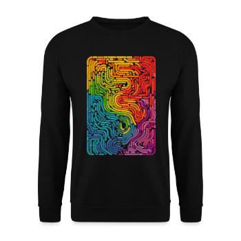 Cool, Surreal Rainbow Retro Tubes Pattern - Unisex Sweatshirt - black - Front - Alina (178cm) & Michal (187cm)