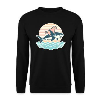 Schnauze trifft Flosse: Das ultimative Meer Duo! - Unisex Pullover - Schwarz - Vorne - Alina (178cm) & Michal (187cm)