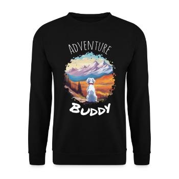 Adventure Buddy - Dein Hund auf Abenteuer - Unisex Pullover - Schwarz - Vorne - Alina (178cm) & Michal (187cm)