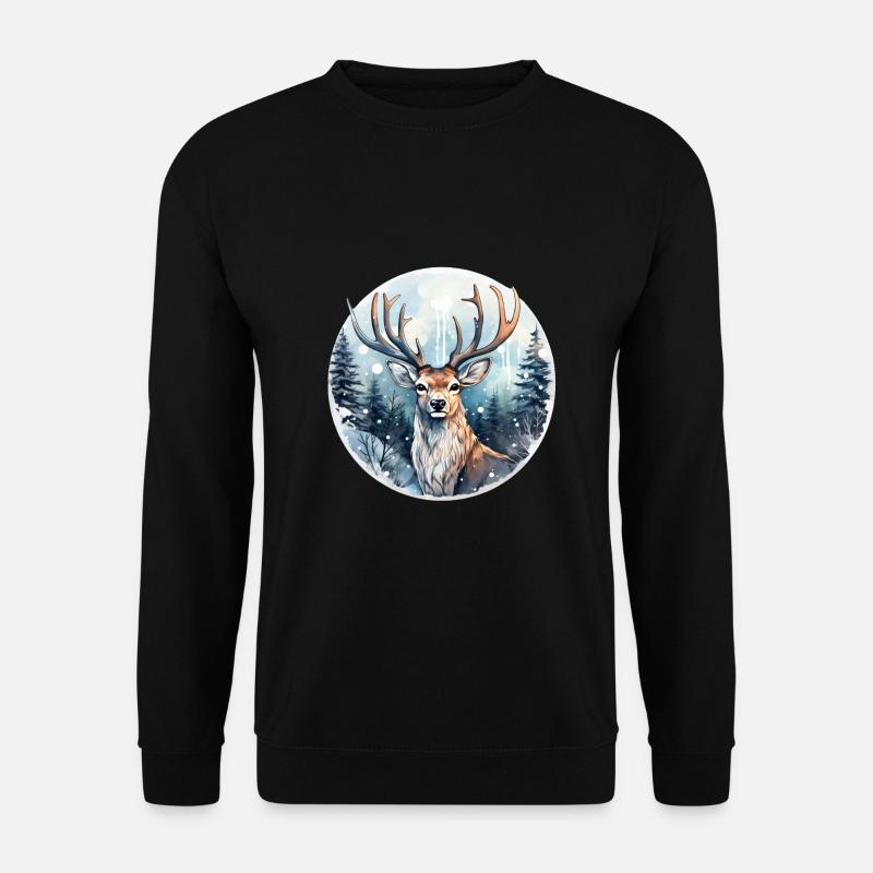 Deer in snowy forest - Unisex Sweatshirt - black