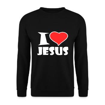 I Love Jesus - Unisex Pullover - Schwarz - Vorne - Alina (178cm) & Michal (187cm)