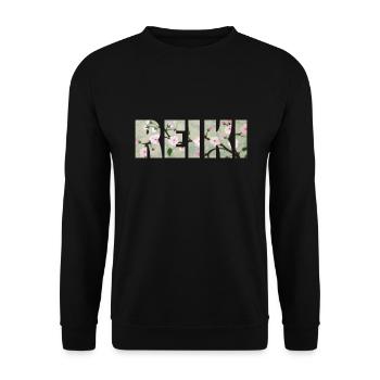 reiki schriftzug e 89 - Unisex Pullover - Schwarz - Vorne - Alina (178cm) & Michal (187cm)
