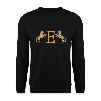 pferde e 113 e - Unisex Pullover - Schwarz - Vorne - Alina (178cm) & Michal (187cm)
