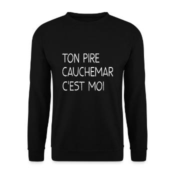 TON PIRE CAUCHEMAR C'EST MOI - Sweat-shirt Unisexe - noir - Devant - Alina (178cm) & Michal (187cm)