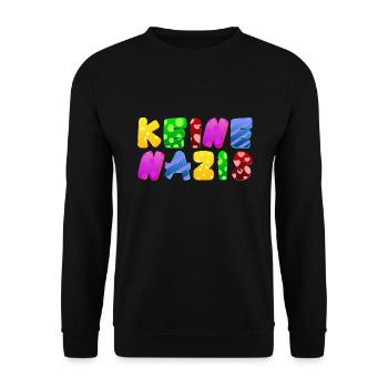 AfD stoppen gegen rechts Demokratie Vielfalt links - Unisex Pullover - Schwarz - Vorne - Alina (178cm) & Michal (187cm)