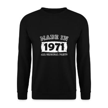 Geburtsjahr Geburtstag Geburt geboren 1971 - Unisex Pullover - Schwarz - Vorne - Alina (178cm) & Michal (187cm)