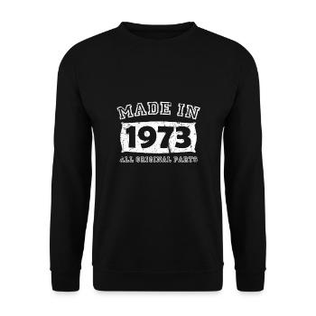 Geburtsjahr Geburtstag Geburt geboren 1973 - Unisex Pullover - Schwarz - Vorne - Alina (178cm) & Michal (187cm)