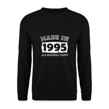 Geburtsjahr Geburtstag Geburt geboren 1995 - Unisex Pullover - Schwarz - Vorne - Alina (178cm) & Michal (187cm)