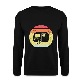 camping wohnwagen camper campingplatz retro - Unisex Pullover - Schwarz - Vorne - Alina (178cm) & Michal (187cm)