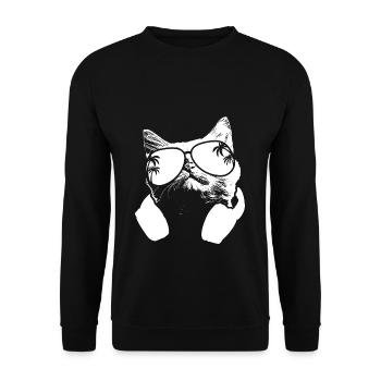 Katze Sonnenbrille Kätzchen Katzenliebe Katzenbesi - Unisex Pullover - Schwarz - Vorne - Alina (178cm) & Michal (187cm)