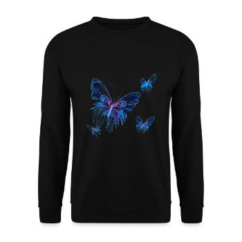 Butterfly, leuchtende Schmetterlinge - Unisex Pullover - Schwarz - Vorne - Alina (178cm) & Michal (187cm)