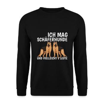 Deutscher Schäferhund Ich mag Schäferhunde - Unisex Pullover - Schwarz - Vorne - Alina (178cm) & Michal (187cm)