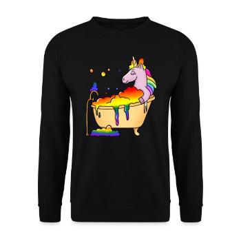 Unicorn Bathing in Bathtub LBGT - Unisex Sweatshirt - black - Front - Alina (178cm) & Michal (187cm)