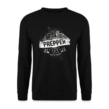 Old Prepper Fox Préparation est tout cadeau - Sweat-shirt Unisexe - noir - Devant - Alina (178cm) & Michal (187cm)