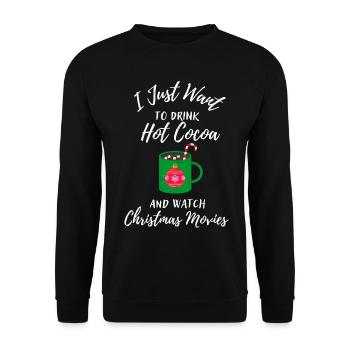 Ich will nur heißen Kakao & Weihnachtsfilm schauen - Unisex Pullover - Schwarz - Vorne - Alina (178cm) & Michal (187cm)