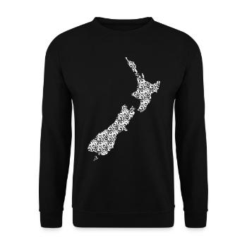 Nouvelle-Zélande Carte Maori - Sweat-shirt Unisexe - noir - Devant - Alina (178cm) & Michal (187cm)