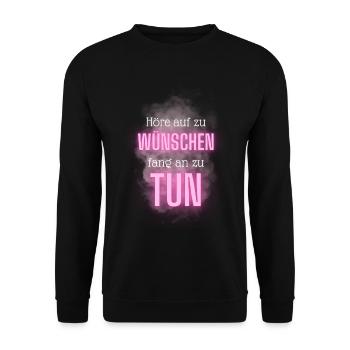 POSITIVE EINSTELLUNG MINDSET Motivation - Unisex Pullover - Schwarz - Vorne - Alina (178cm) & Michal (187cm)