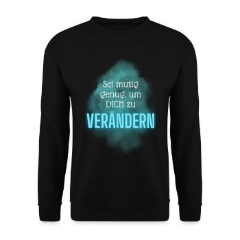 POSITIVE EINSTELLUNG MINDSET Motivation - Unisex Pullover - Schwarz - Vorne - Alina (178cm) & Michal (187cm)