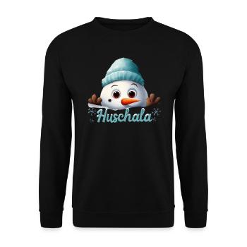 Huschala Kalt Winter fränkisch - Unisex Pullover - Schwarz - Vorne - Alina (178cm) & Michal (187cm)
