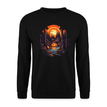 Camping in der Wildnis am See Naturliebhaber - Unisex Pullover - Schwarz - Vorne - Alina (178cm) & Michal (187cm)