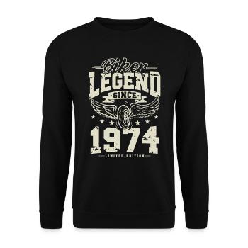 Légende des motards depuis 1974 - Sweat-shirt Unisexe - noir - Devant - Alina (178cm) & Michal (187cm)