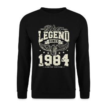 Légende du motard depuis 1984 - Sweat-shirt Unisexe - noir - Devant - Alina (178cm) & Michal (187cm)
