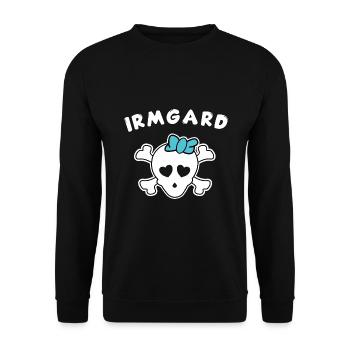 Piratin Irmgard Design für Mädchen und Frauen - Unisex Pullover - Schwarz - Vorne - Alina (178cm) & Michal (187cm)