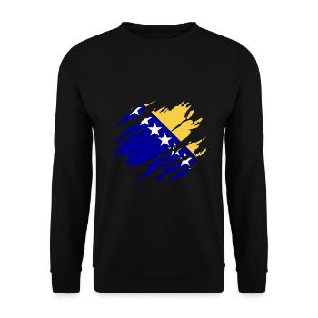 Flagge Bosnien bosnisches - Unisex Pullover - Schwarz - Vorne - Alina (178cm) & Michal (187cm)