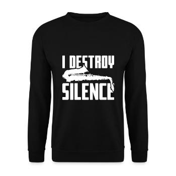 Saxophon verrückt - Unisex Pullover - Schwarz - Vorne - Alina (178cm) & Michal (187cm)