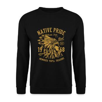 Amerikanische Ureinwohner Indianer - Unisex Pullover - Schwarz - Vorne - Alina (178cm) & Michal (187cm)