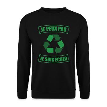 cadeau pour écolo | écologie recyclage vert bio - Sweat-shirt Unisexe - noir - Devant - Alina (178cm) & Michal (187cm)