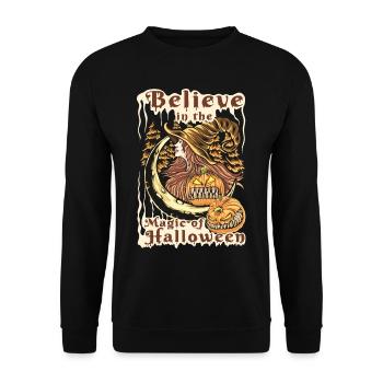 Halloween Pumpkin Horror - Unisex Sweatshirt - black - Front - Alina (178cm) & Michal (187cm)