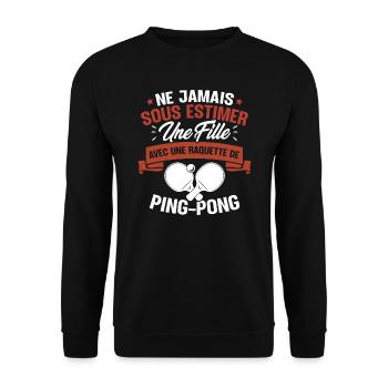Une fille et joueur de ping-pong - Sweat-shirt Unisexe - noir - Devant - Alina (178cm) & Michal (187cm)