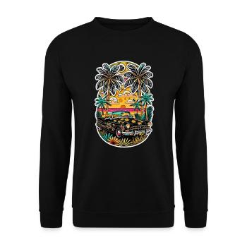 Vintage Sommer Cabrio - Unisex Pullover - Schwarz - Vorne - Alina (178cm) & Michal (187cm)