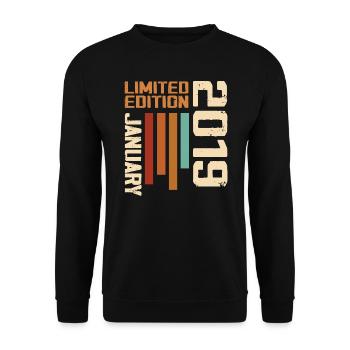 Januar 2019 - 2019 Januar Geburtstagsgeschenk - Unisex Pullover - Schwarz - Vorne - Alina (178cm) & Michal (187cm)