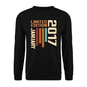 Januar 2017 - 2017 Januar Geburtstagsgeschenk - Unisex Pullover - Schwarz - Vorne - Alina (178cm) & Michal (187cm)