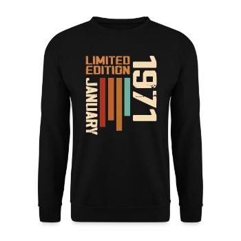 January 1971 - 1971 January Birthday Gift - Unisex Sweatshirt - black - Front - Alina (178cm) & Michal (187cm)