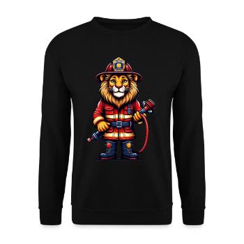 Pompier Lion mignon - Sweat-shirt Unisexe - noir - Devant - Alina (178cm) & Michal (187cm)