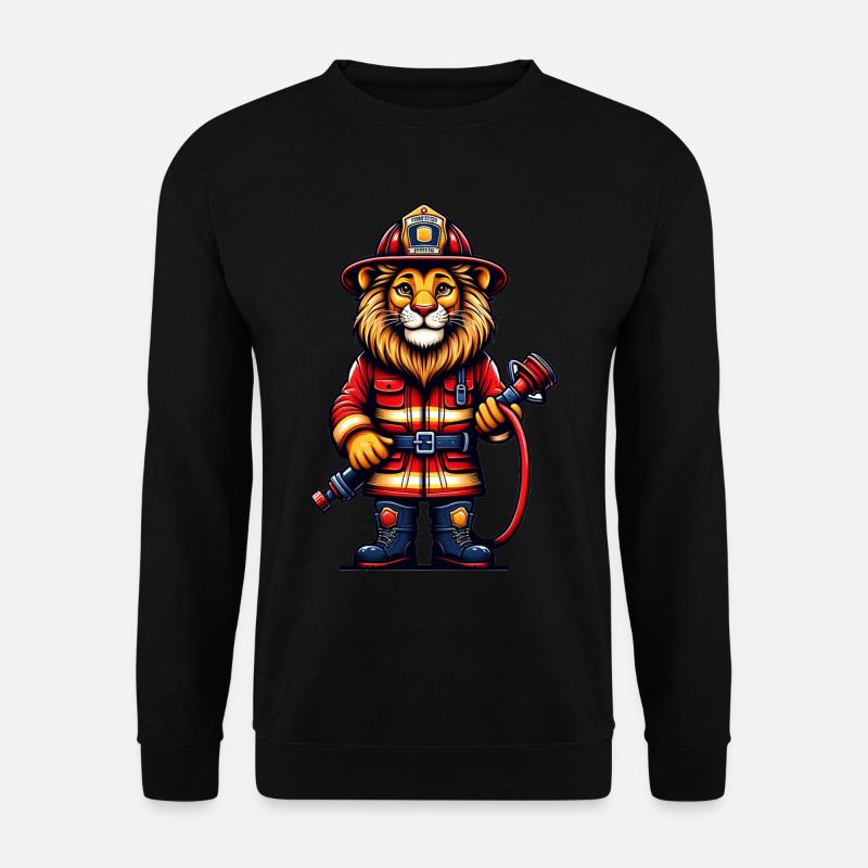 Cute Lion Firefighter - Unisex Sweatshirt - black