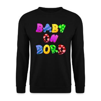 Baby on Bord Eltern Kind Geschenk - Unisex Pullover - Schwarz - Vorne - Alina (178cm) & Michal (187cm)