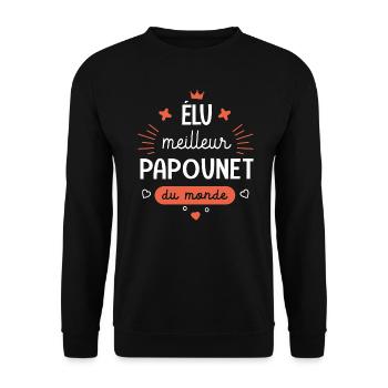 Meilleur Papounet du monde Cadeau papa - Sweat-shirt Unisexe - noir - Devant - Alina (178cm) & Michal (187cm)