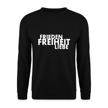 Frieden freiheit liebe - Unisex Pullover - Schwarz - Vorne - Alina (178cm) & Michal (187cm)
