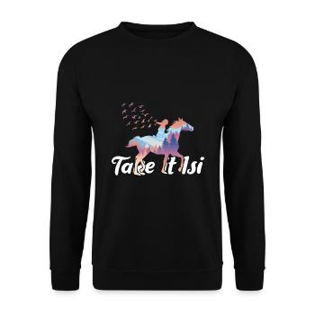 take it isi Icelandic saying - Unisex Sweatshirt - black - Front - Alina (178cm) & Michal (187cm)