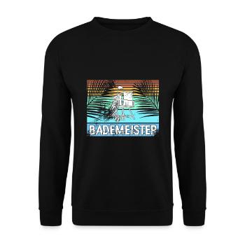 Bademeister Schwimmbad - Unisex Pullover - Schwarz - Vorne - Alina (178cm) & Michal (187cm)