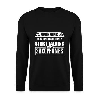 Blasinstrument Saxophon Spruch - Unisex Pullover - Schwarz - Vorne - Alina (178cm) & Michal (187cm)