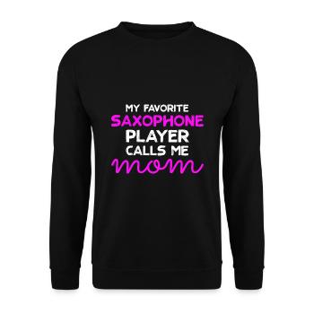 Saxophonspieler Mutter Tochter - Unisex Pullover - Schwarz - Vorne - Alina (178cm) & Michal (187cm)